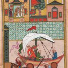 Persian Illuminated Manuscript Miniature Art Rare Islamic Handmade Folk Painting