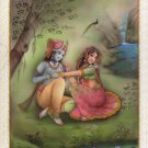 Krishna Radha Decor Art Handmade Contemporary Hindu Spiritual Miniature Painting