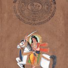 Kalki Tenth Vishnu Avatar Painting Handmade Stamp Paper Indian Hindu Deity Art