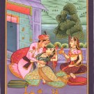 Mughal Miniature Painting Exotic Outdoor Harem Handmade Moghul Watercolor Art