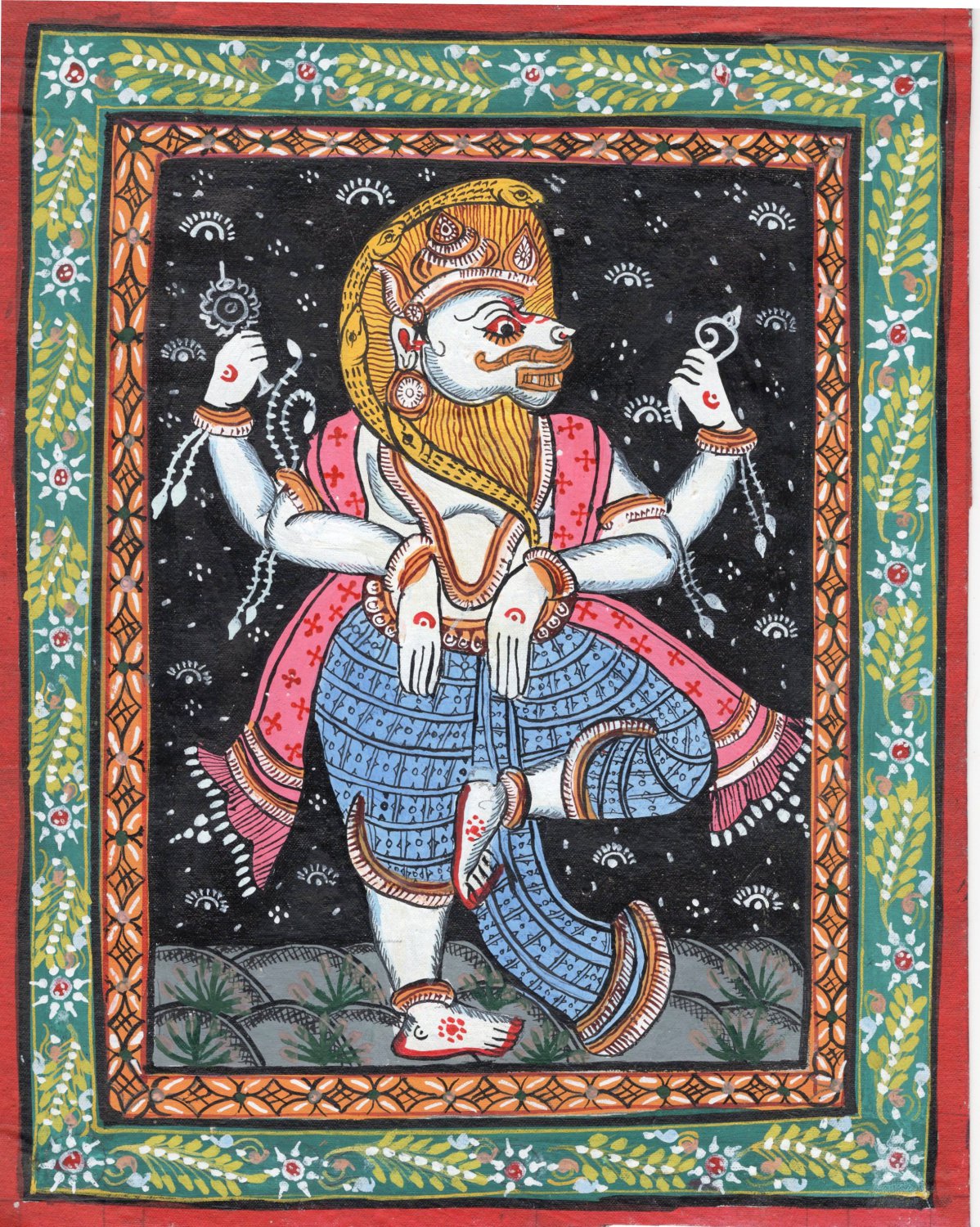 Pattachitra Miniature Varaha Art Handmade Indian Odisha Tribal Vishnu ...