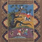 Persian Art Indian Islamic Illuminated Manuscript Handmade Miniature Painting