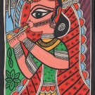 Madhubani Krishna Folk Painting Handmade Indian Tribal Mithila Bihar Ethnic Art