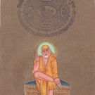 Shirdi Sai Baba Art Rare Old Stamp Paper Indian Hindu Guru Religion Painting