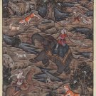 Indian Mughal Miniature Painting Hand Painted Moghul Empire Historical Hunt Art