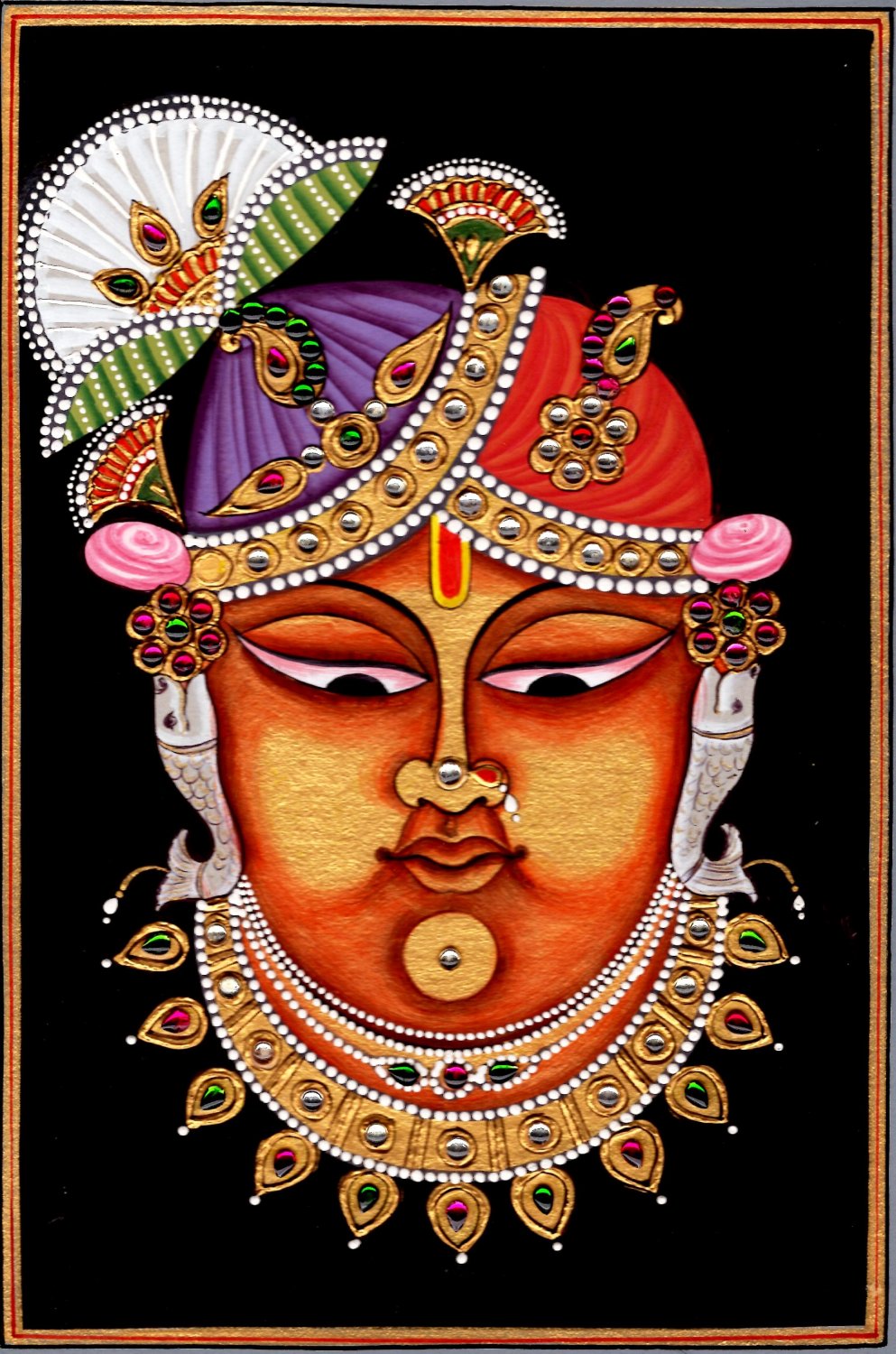 Shrinathji Krishna Art Handmade Srinathji Hindu Spiritual Sreenathji Painting