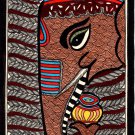 Madhubani Indian Elephant Tribal Folk Art Handmade Mithila Bihar Ethnic Painting