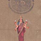 Lakshmi Hindu Wealth Goddess Art Handmade Indian Miniature Ethnic Decor Painting