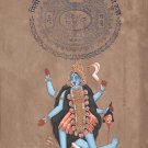 Kali Ma Art Handmade Hindu Goddess Divine Mother Old Stamp Paper Ethnic Painting