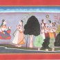 Indian Kangra Pahari Art Handmade Hindu Deity Krishna Gopi Forest Scene Painting