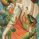 Radha Krishna Divine Painting Indian Hindu Deity Handmade Oil Canvas Decor Art