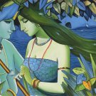 Hindu Painting Radha Krishna Hand Painted Indian Spiritual Oil Canvas Wall Art