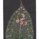 Peepal Leaf Art Handmade Indian Miniature Floral Wall Decor Painting Drawing