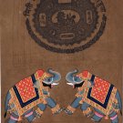 Elephant Indian Miniature Painting Handmade Vintage Stamp Paper Ethnic Decor Art