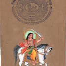 Kalki Final Vishnu Avatar Art Handmade Stamp Paper Indian Hindu Deity Painting