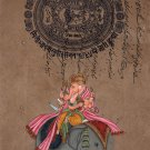 Ganesha Elephant Art Handmade Indian Miniature Ethnic Ganesh Hindu Folk Painting