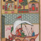 Persian Miniature Manuscript Painting Rare Illuminated Islamic Folk Handmade Art