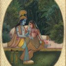 Krishna Radha Mehendi Art Handmade Indian Miniature Hindu Krishn Decor Painting
