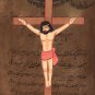 Christian Jesus Christ Painting Rare Handmade Watercolor Art on Old Stamp Paper