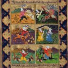 Handmade Indo Persian Miniature Painting Islamic Tazhib Ethnic Royal Hunt Art