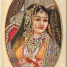 Indian Miniature Painting Rajasthani Lady Princess Handmade Portrait Ethnic Art