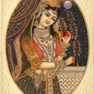 Indian Princess Miniature Painting Handmade Watercolor Lady Portrait Ethnic Art