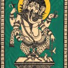 Pattachitra Ganesha Tussar Silk Art Handmade Indian Odisha Tribal Folk Painting