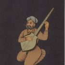 Rajasthani String Musician Miniature Portrait Painting Handmade India Folk Art