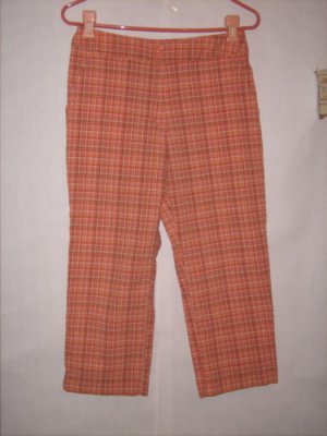 White Stag Stretch Peach Plaid Pant Capris Size 8 EUC