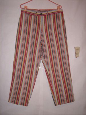 St. John's Bay Striped Denim Jean Capris size 14 Long