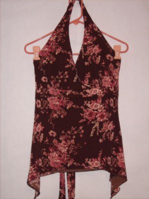 Vanity Floral Print Halter Top Size L Juniors