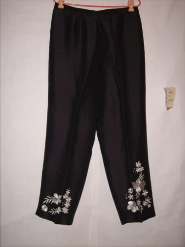 Silkland Black 100% Silk sheer dress pants size 14