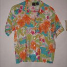 Erika Floral Print Button Down Top size L NWT