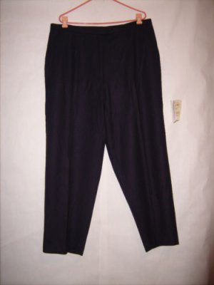 Jon Lawrence LTD Navy Blue Single Pleat 100% Wool Dress Pants size 24W lined