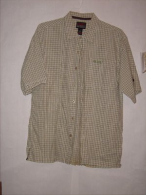FUBU Plaid Button Down Dress Shirt size L Short sleeve
