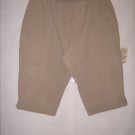 White Stag Beige Khaki Stretch waist Pant Capris Size 24W with draw strings