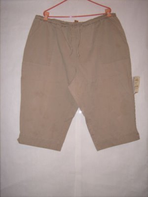 White Stag Beige Khaki Stretch waist Pant Capris Size 24W with draw strings
