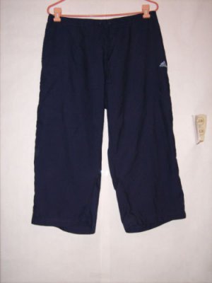 Adidas Blue Athletic Pant capris size XL Blue with Baby blue stripes