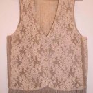 Lace Vest with Fringe Trim Antique Buttons Med/Large Vintage OOAK