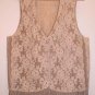 Lace Vest with Fringe Trim Antique Buttons Med/Large Vintage OOAK