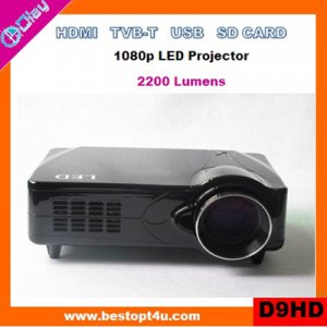 Portable led video projector HDMI 1080p with USB/SD reader (D9HD)