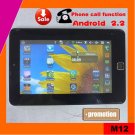 Cheapest 7inch android 2.2 tablet pc phone call free shipping (M12)