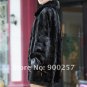 Genuine Real Black Pieced Mink Fur Coat L