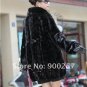 Genuine Real Black Pieced Mink Fur Coat L