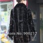 Genuine Real Black Pieced Mink Fur Coat XL