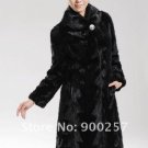 Genuine Real Black Pieced Long Mink Fur Coat M