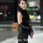 Unique Stylish Genuine Real Short Lambs Leather & Lambs Fur Waistcoat Vest, M