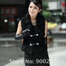 Unique Stylish Genuine Real Short Lambs Leather & Lambs Fur Waistcoat Vest, M