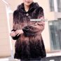 Top Qulity, Luxury, Genuine Real Hooded Mink Fur Coat Black/Brown