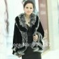 Stylish Rex Rabbit Fur Shawl/ Cape with Fox Fur Trims